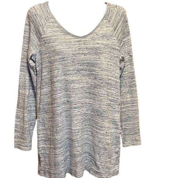 Pure Jill womens tunic Size XS blue white mix‎ tunic pockets V-neck 100% cotton - Picture 1 of 8